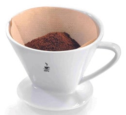 Gefu kahvin suodatinsuppilo | posliini | koko 2 | valkoinen