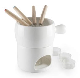 Ibili mini fonduepata | posliini | sis. 4 fonduehaarukkaa ja 4 tuikkua | 0,41 L