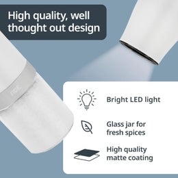 Ade s&auml;hk&ouml;inen suola- ja pippurimylly | automaatti | karkeudens&auml;&auml;t&ouml; | | valkoinen