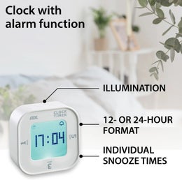 ADE ajastin | valaistu LCD-n&auml;ytt&ouml; | kello | &auml;&auml;ni- ja/tai v&auml;rin&auml;h&auml;lytys