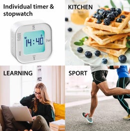 ADE ajastin | valaistu LCD-n&auml;ytt&ouml; | kello | &auml;&auml;ni- ja/tai v&auml;rin&auml;h&auml;lytys