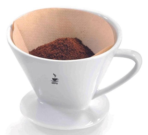 Gefu kahvin suodatinsuppilo | posliini | koko 2 | valkoinen