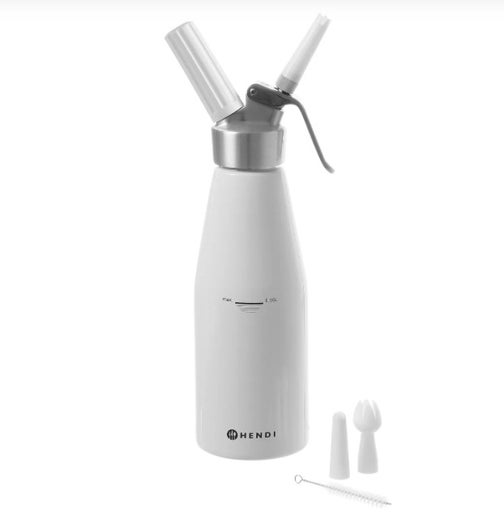 Hendi kermasifoni | alumiini | sis. 3 tyllaa ja harja | 0,25 L